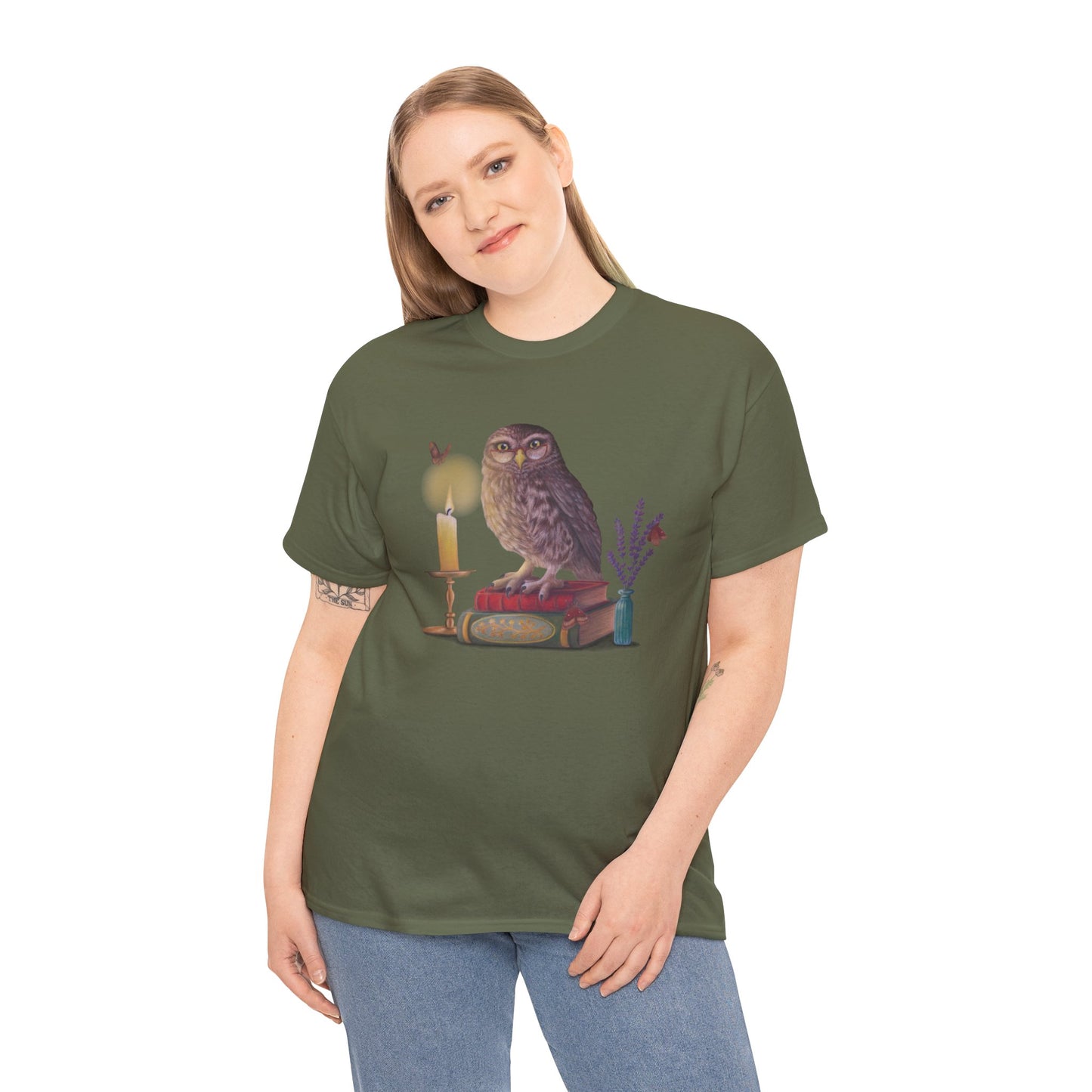 Bookish Owl Unisex Heavy Cotton Tee