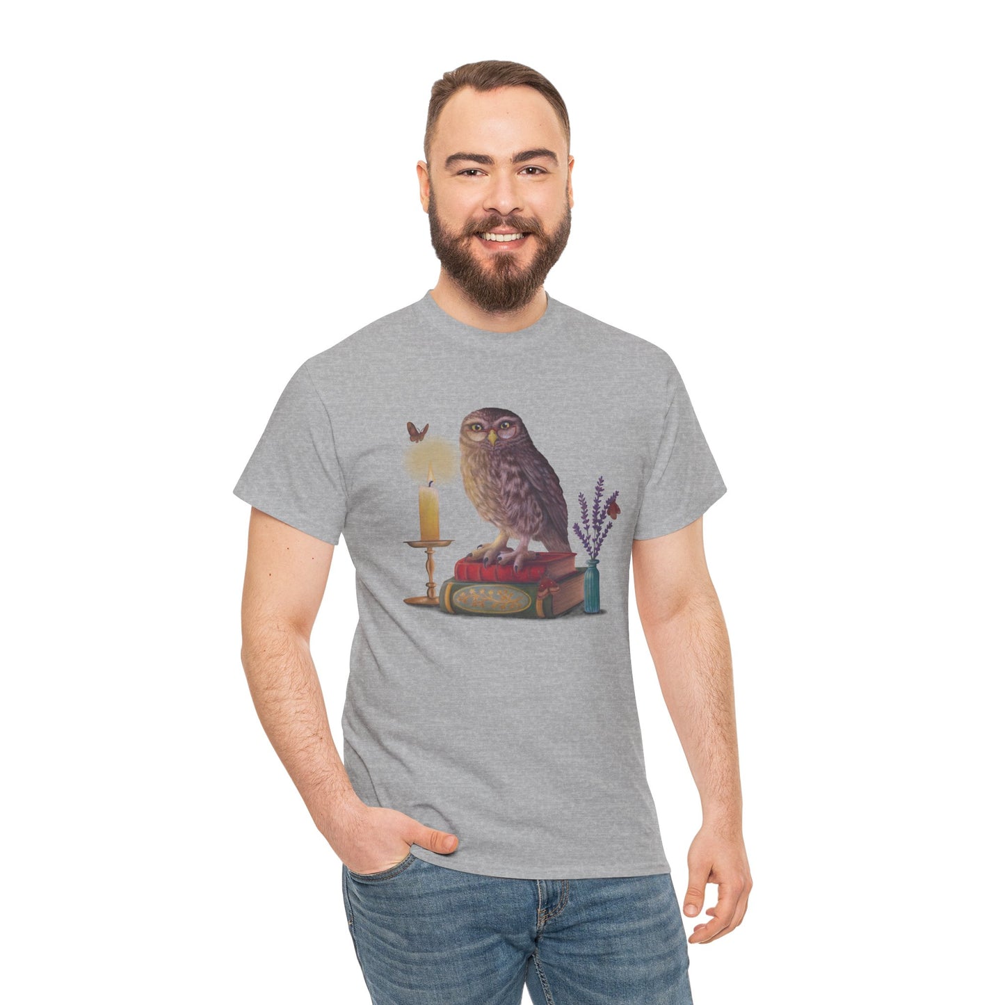 Bookish Owl Unisex Heavy Cotton Tee