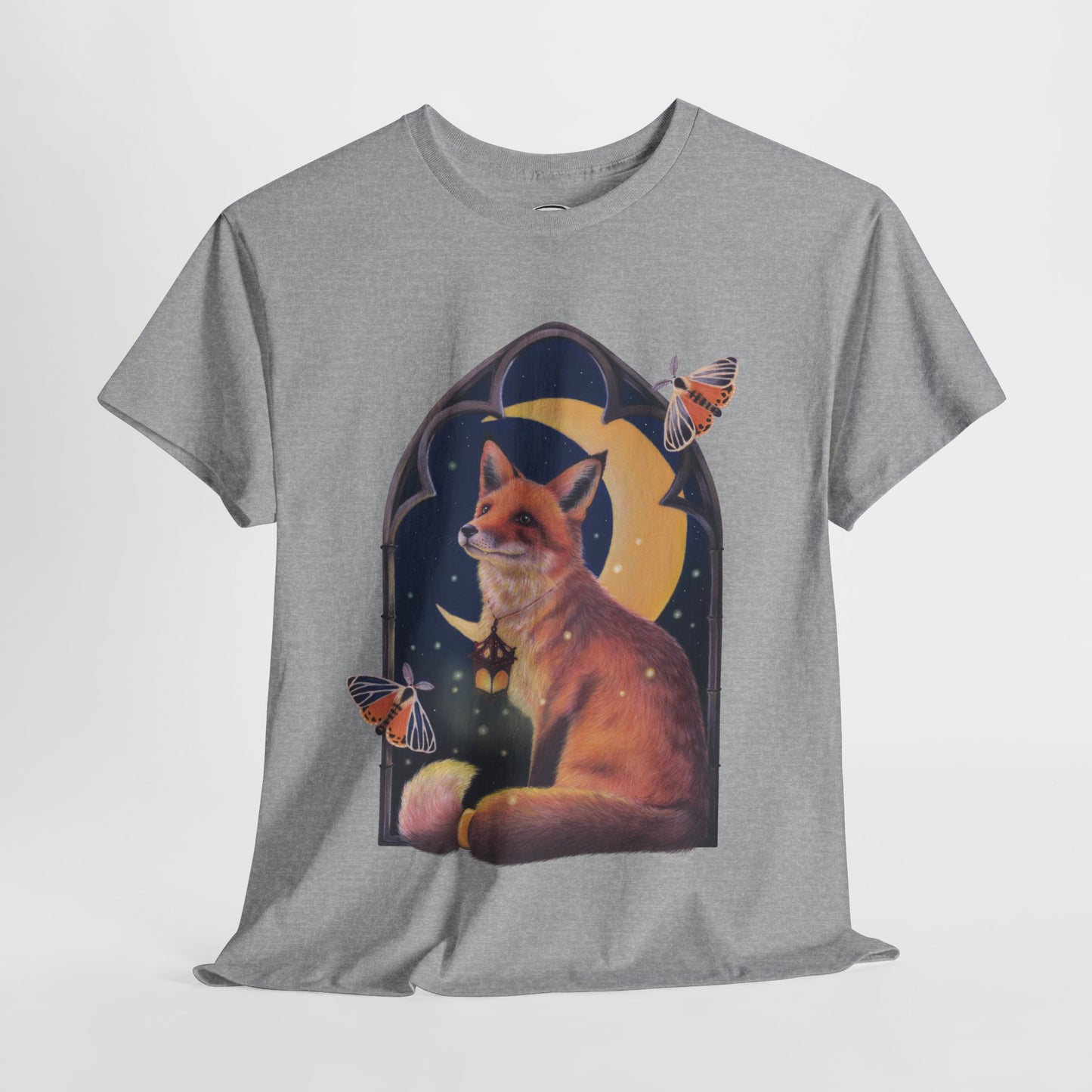 Midnight Guardian Fox Unisex Cotton T-shirt
