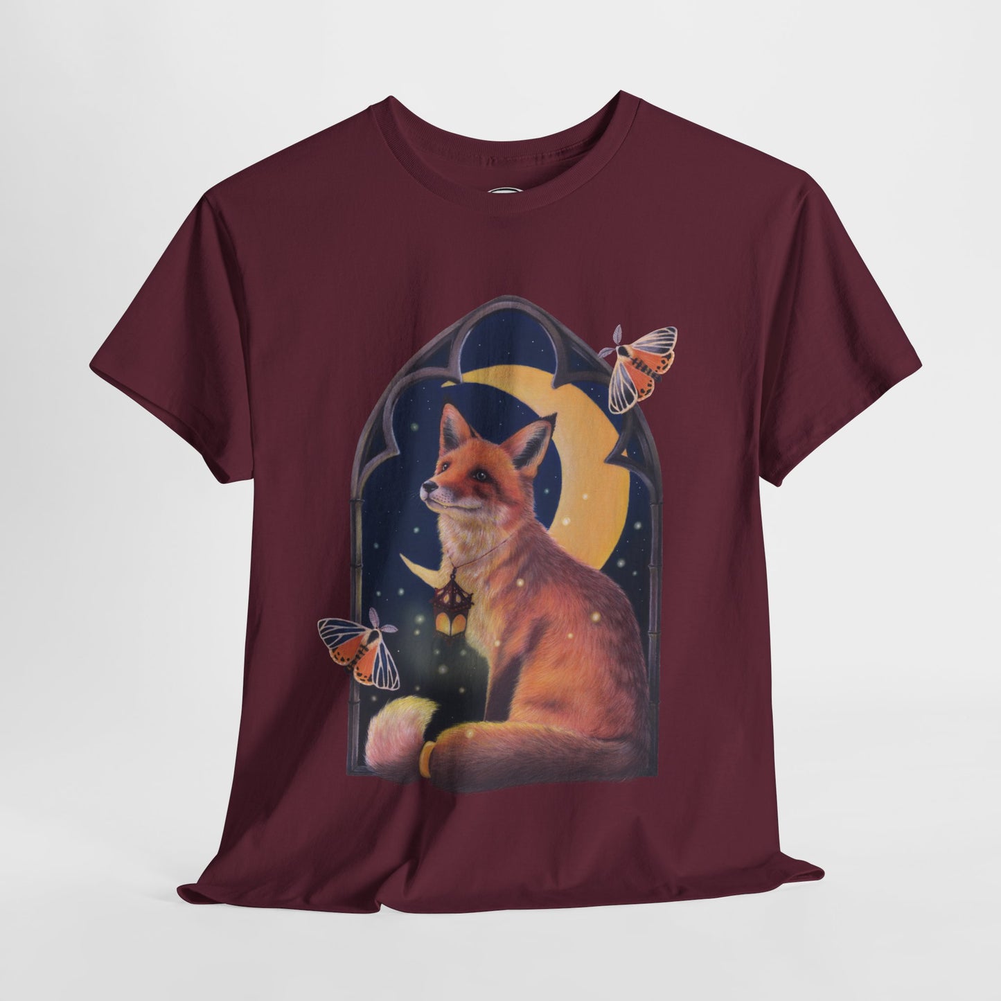 Midnight Guardian Fox Unisex Cotton T-shirt