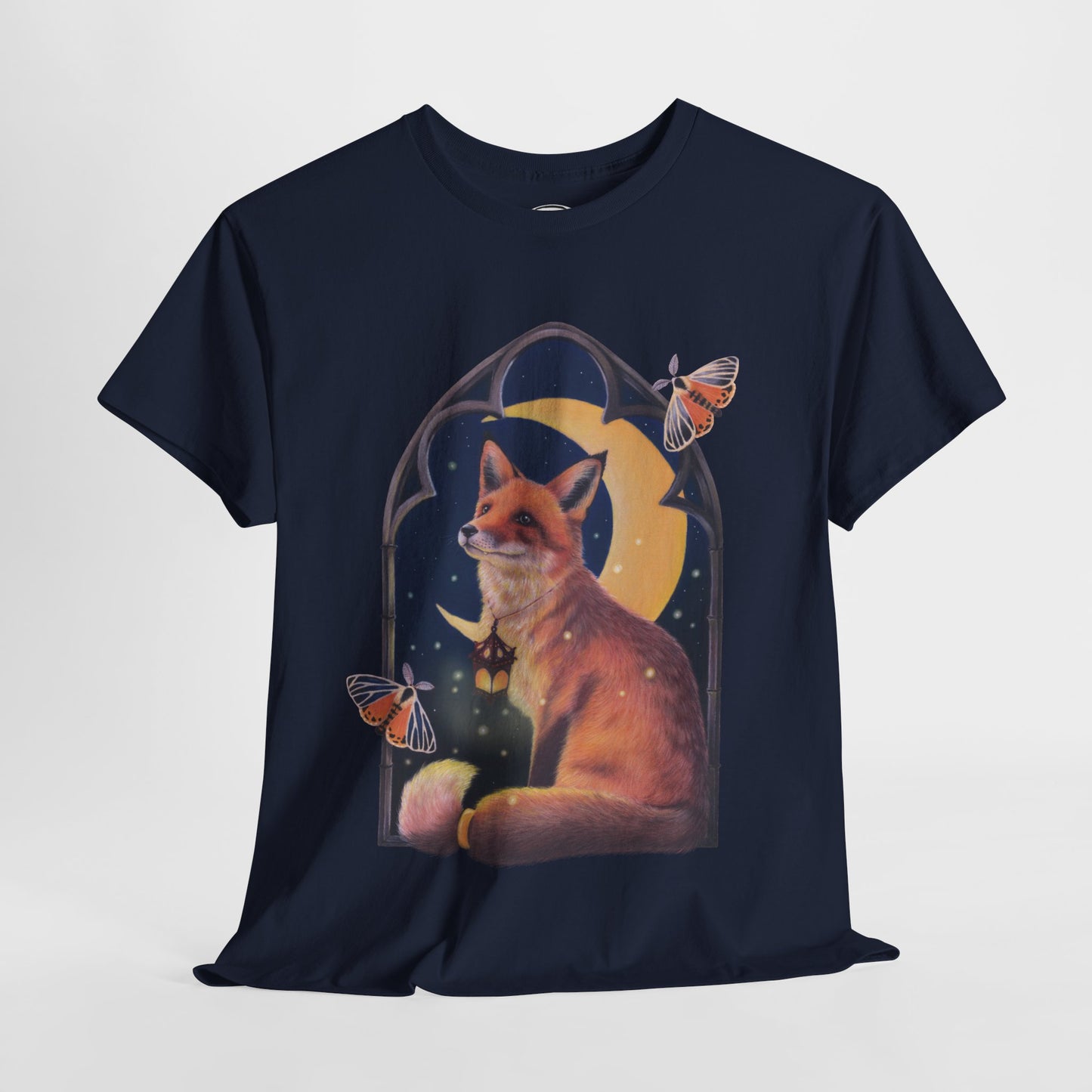 Midnight Guardian Fox Unisex Cotton T-shirt