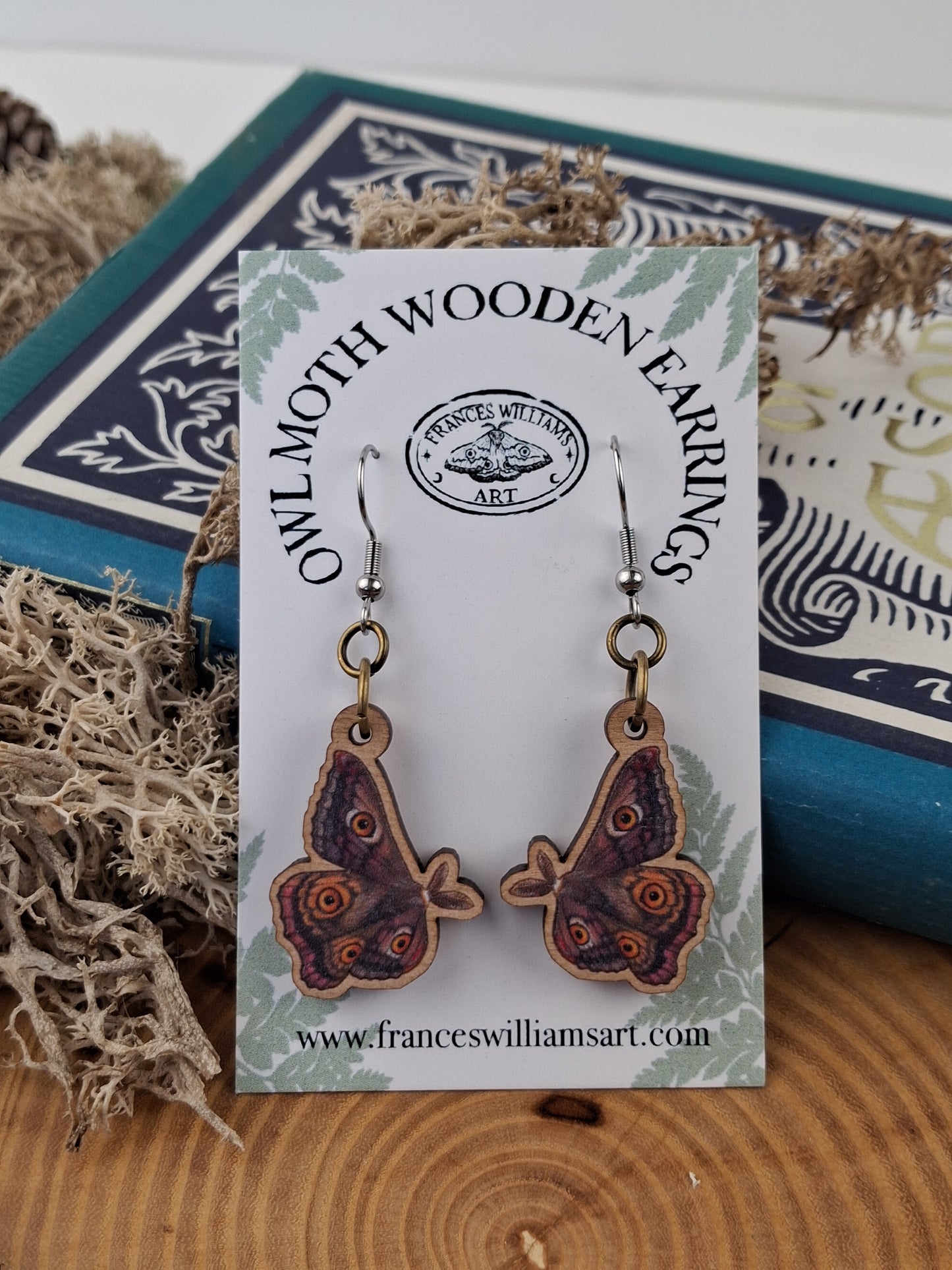 Owl Moth Wooden Earrings