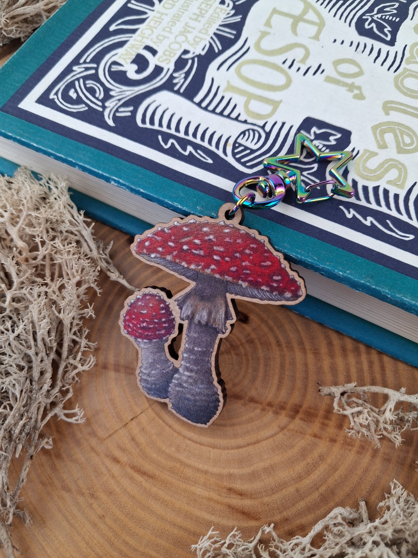 Mushroom Wooden Keychain