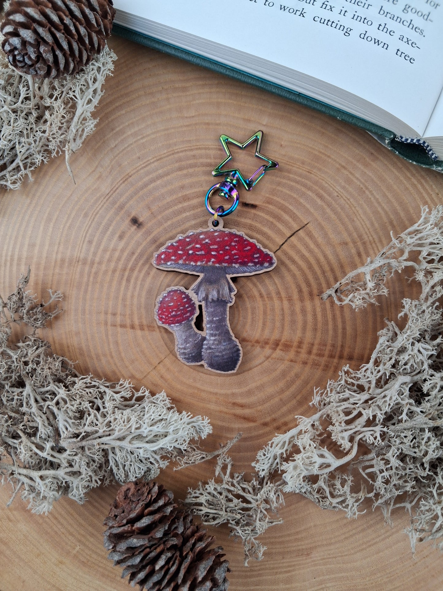 Mushroom Wooden Keychain