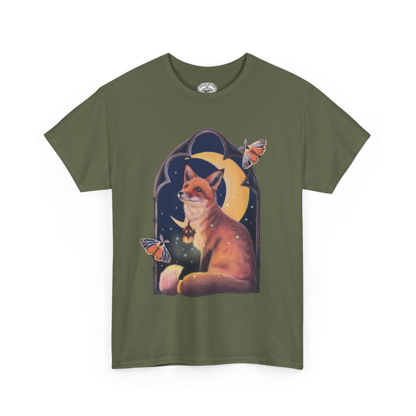 Midnight Guardian Fox Unisex Cotton T-shirt