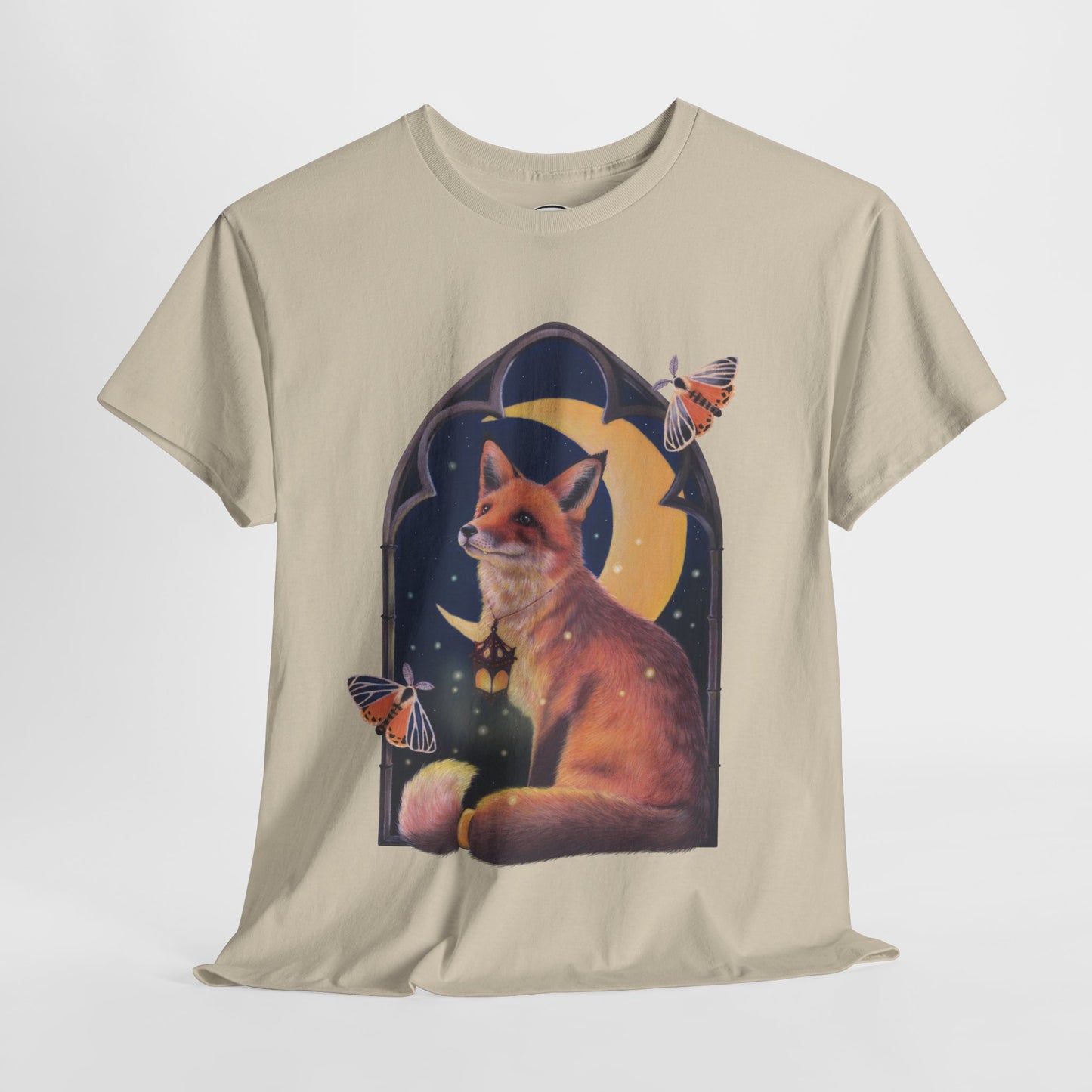 Midnight Guardian Fox Unisex Cotton T-shirt