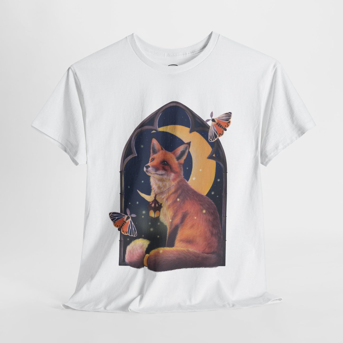 Midnight Guardian Fox Unisex Cotton T-shirt