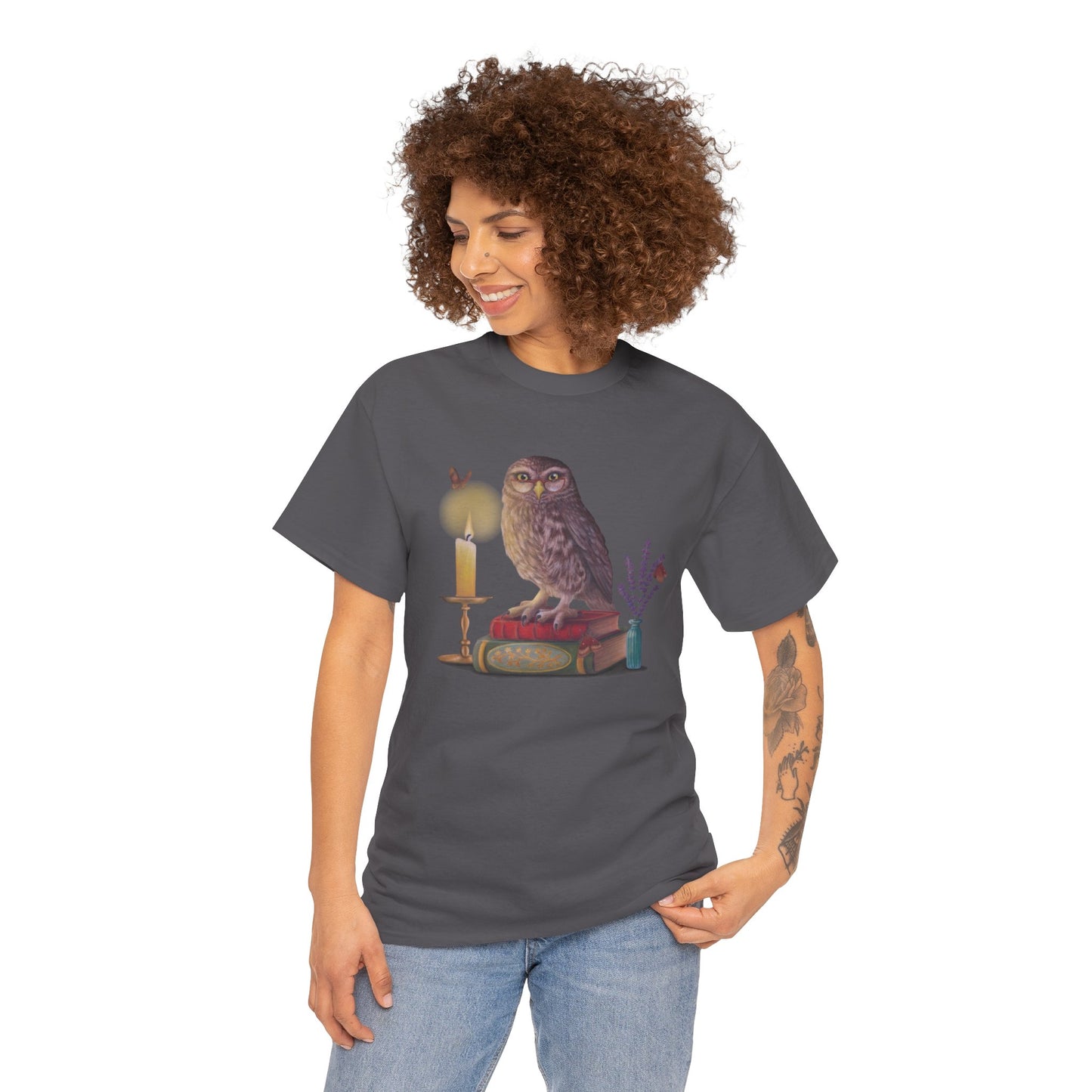 Bookish Owl Unisex Heavy Cotton Tee