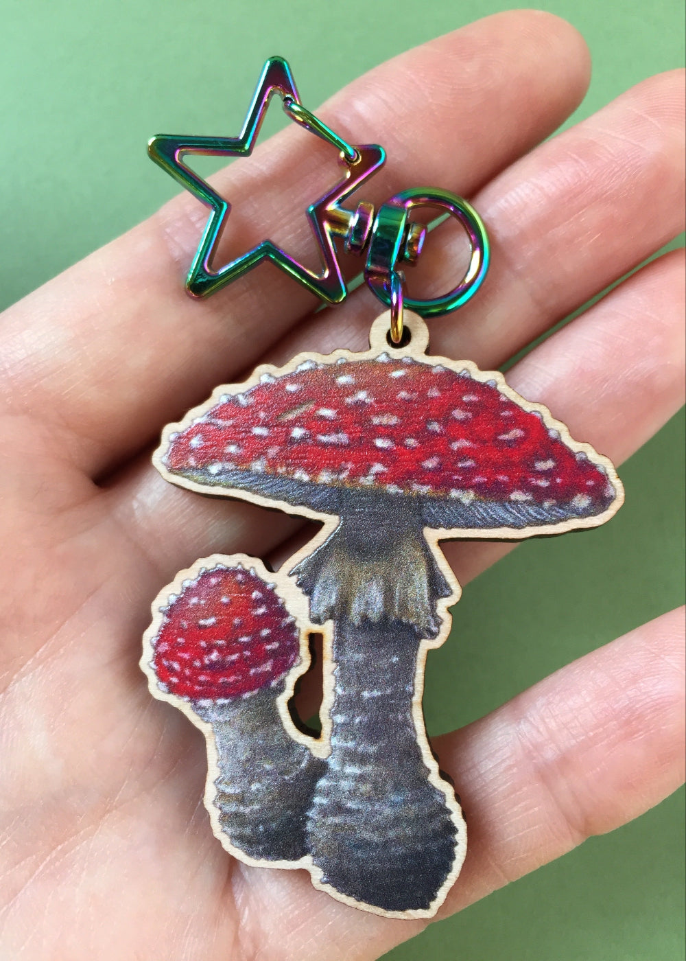 Mushroom Wooden Keychain