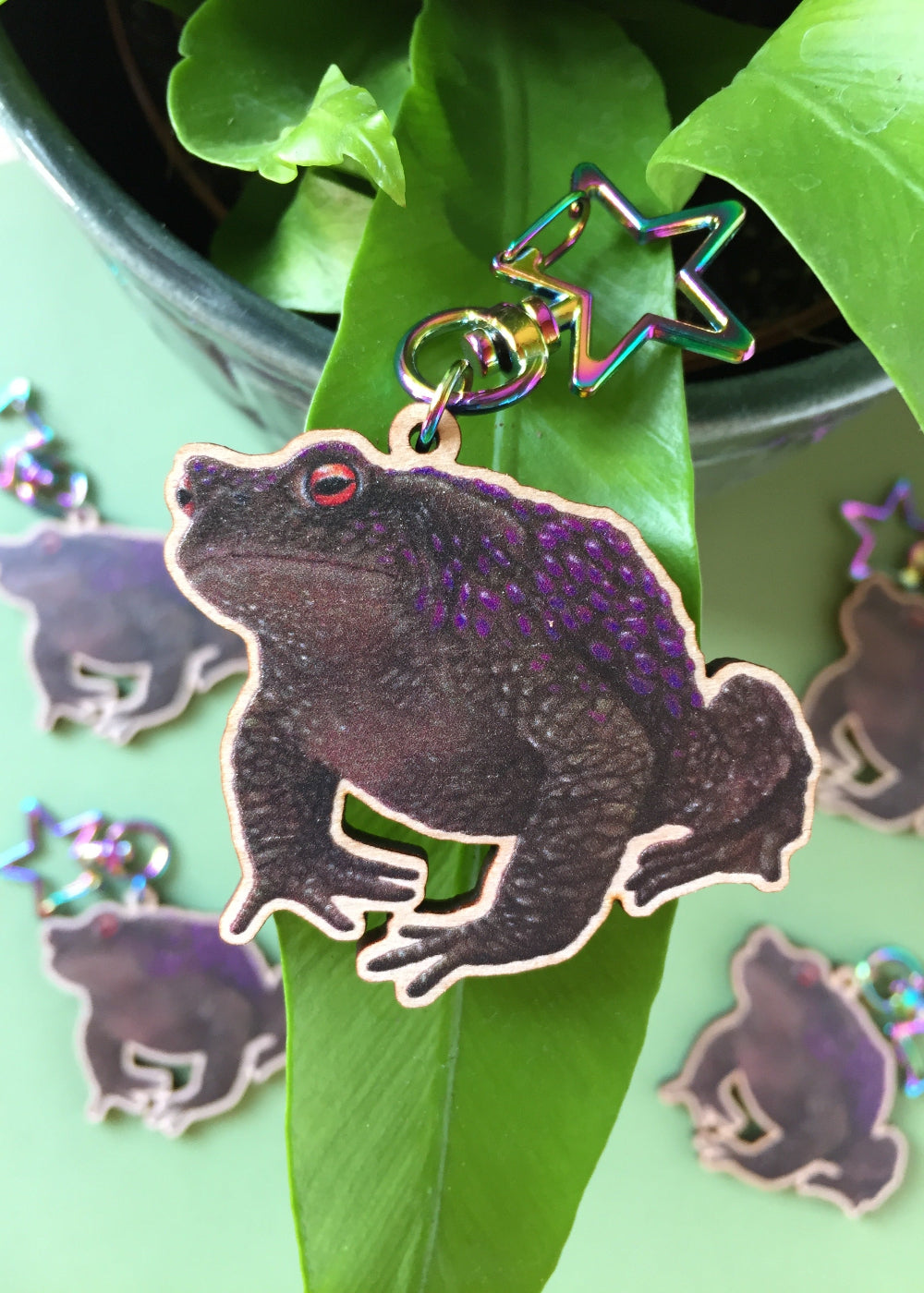 Toad Wooden Keychain