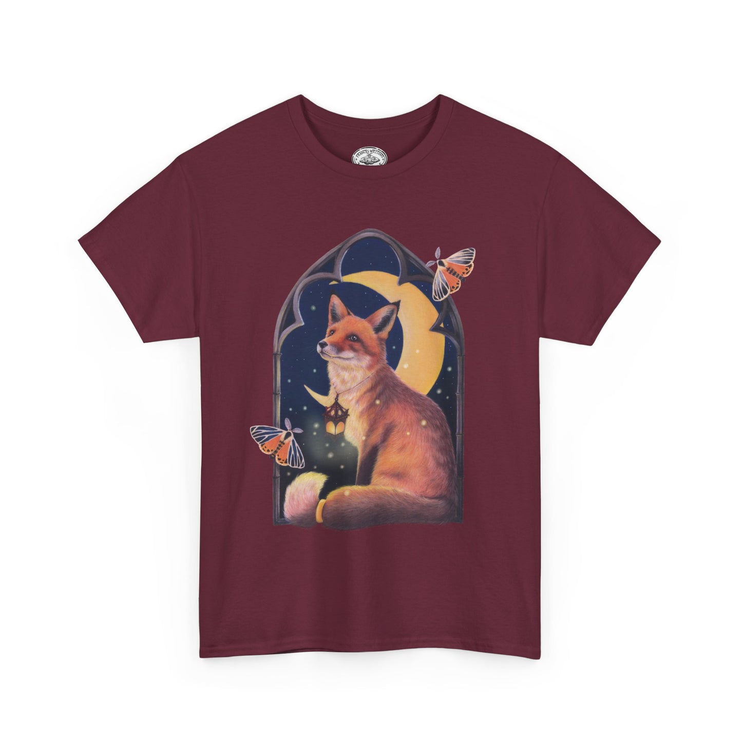 Midnight Guardian Fox Unisex Cotton T-shirt