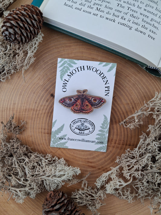 Owl Moth Wooden Pin