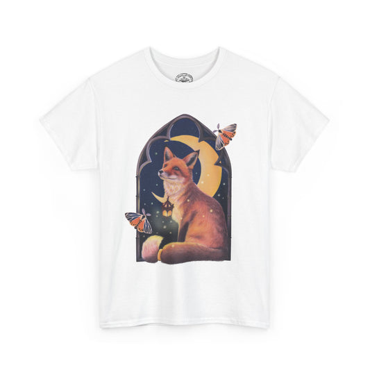 Midnight Guardian Fox Unisex Cotton T-shirt