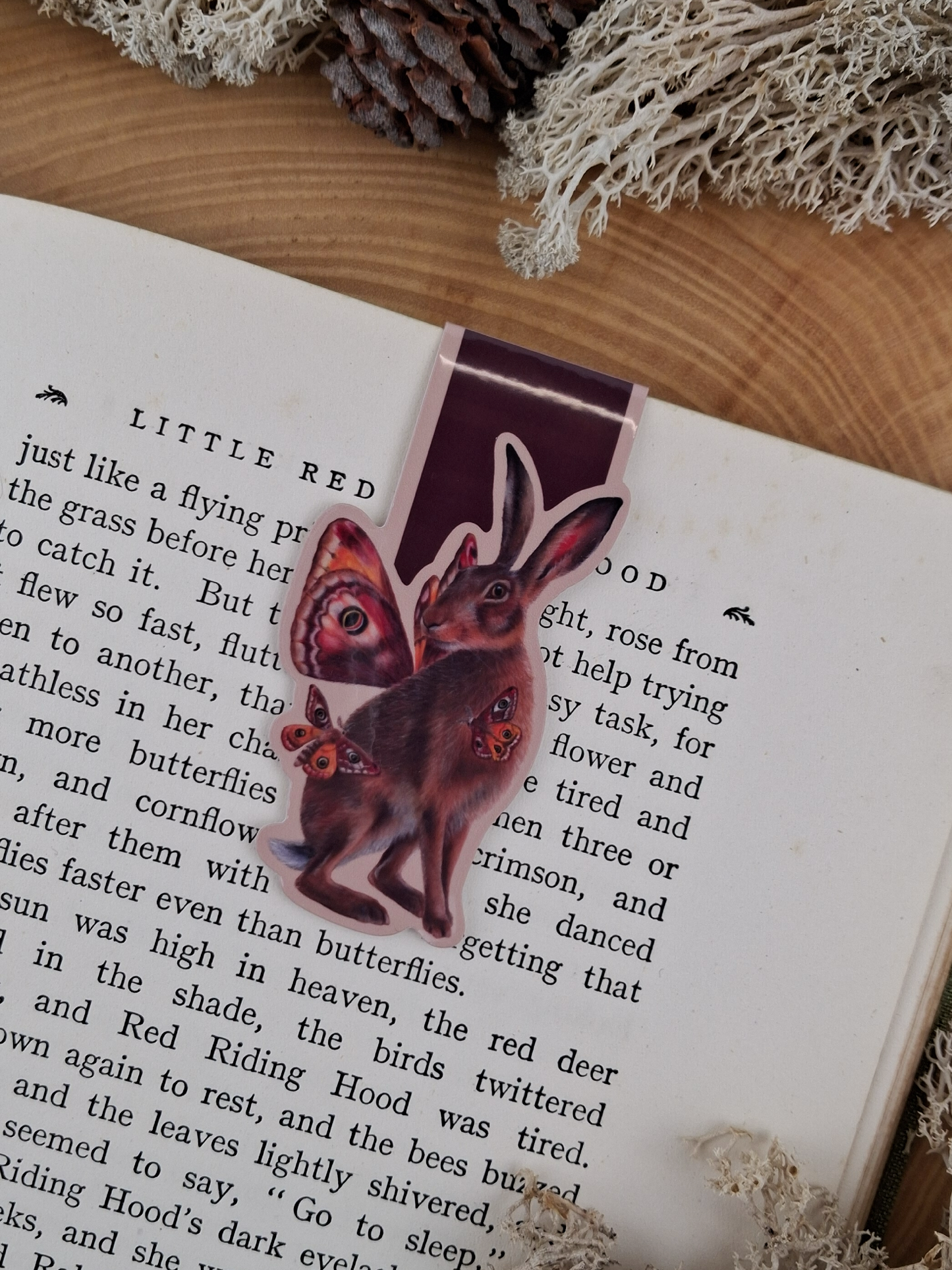 Hare and Moths Magnetic Bookmark