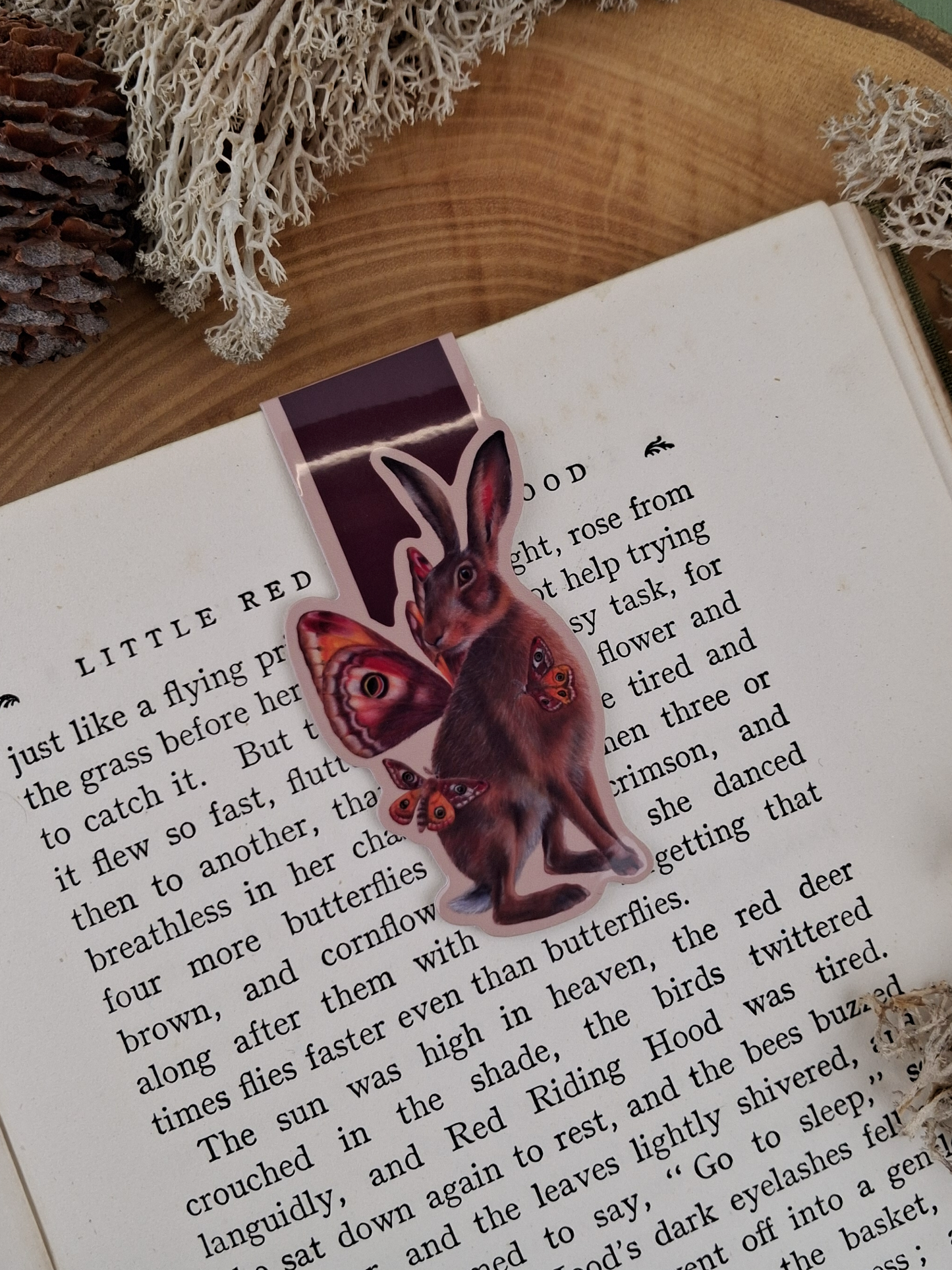 Hare and Moths Magnetic Bookmark