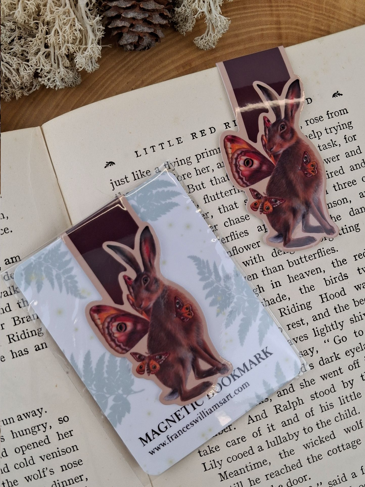 Hare and Moths Magnetic Bookmark
