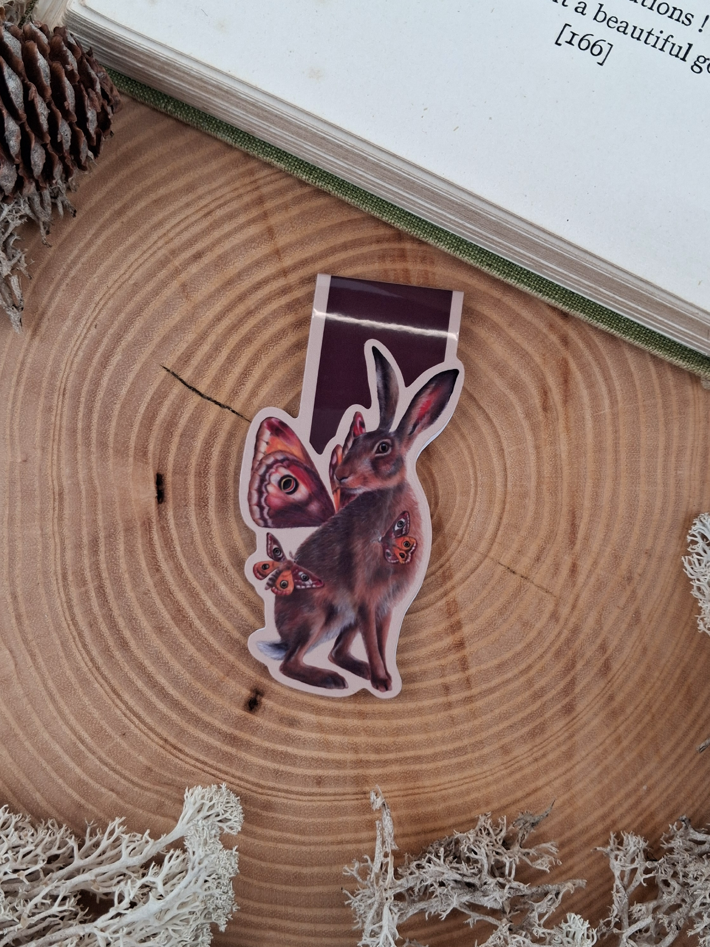 Hare and Moths Magnetic Bookmark