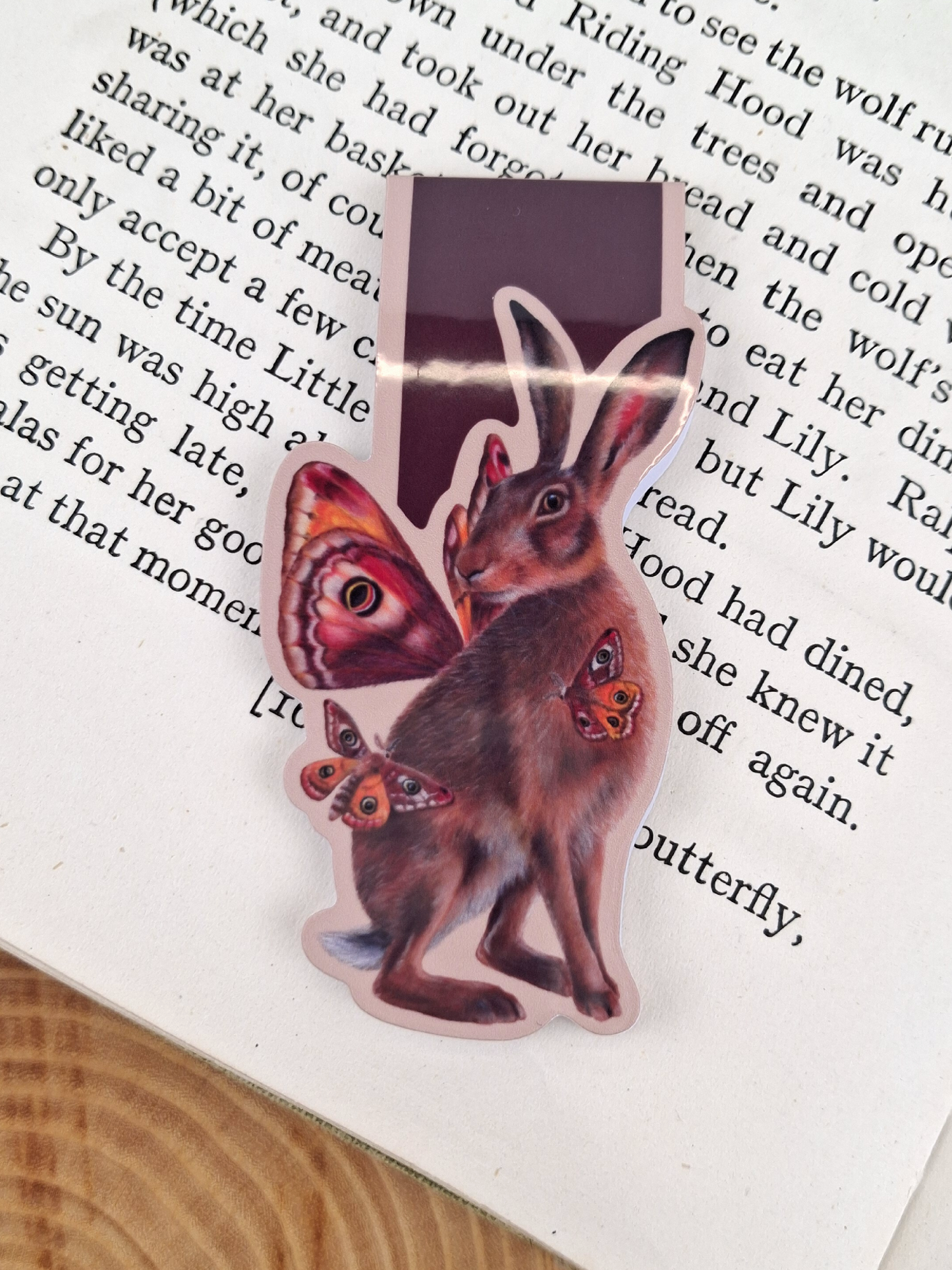 Hare and Moths Magnetic Bookmark